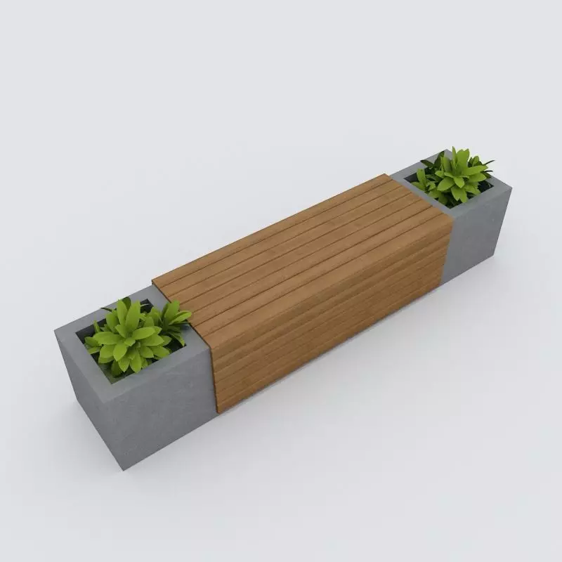 Modern Bench Street and Garden 6 3D model