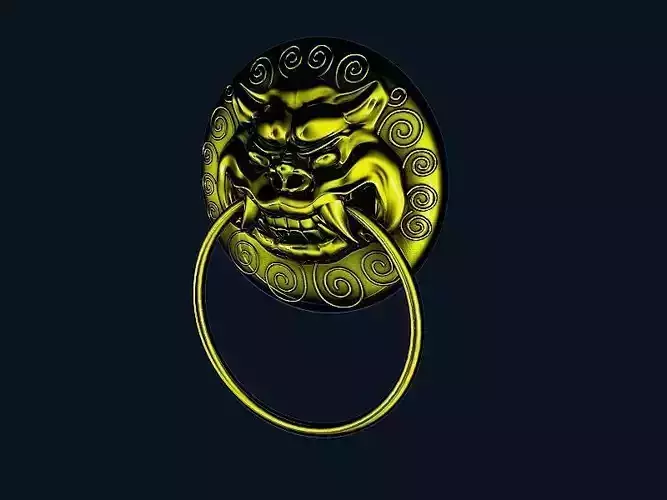 Handle 3 golden doorknob with demon head