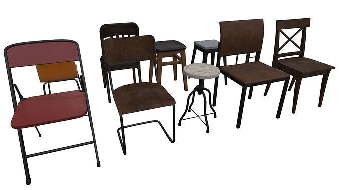 Chairs Pack - Game props Low-poly 3D model