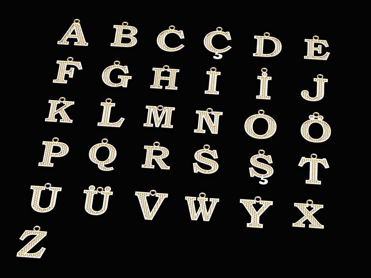 Alphabets Letter F Pendant 3D print model_5