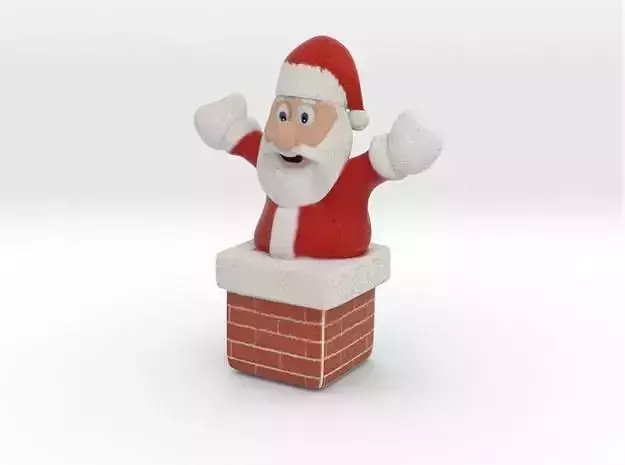 Santa claus in chimney 3D print model