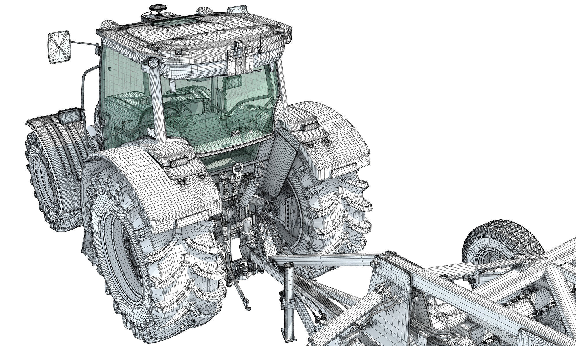 Tractor with Seed Drill 3D model_20