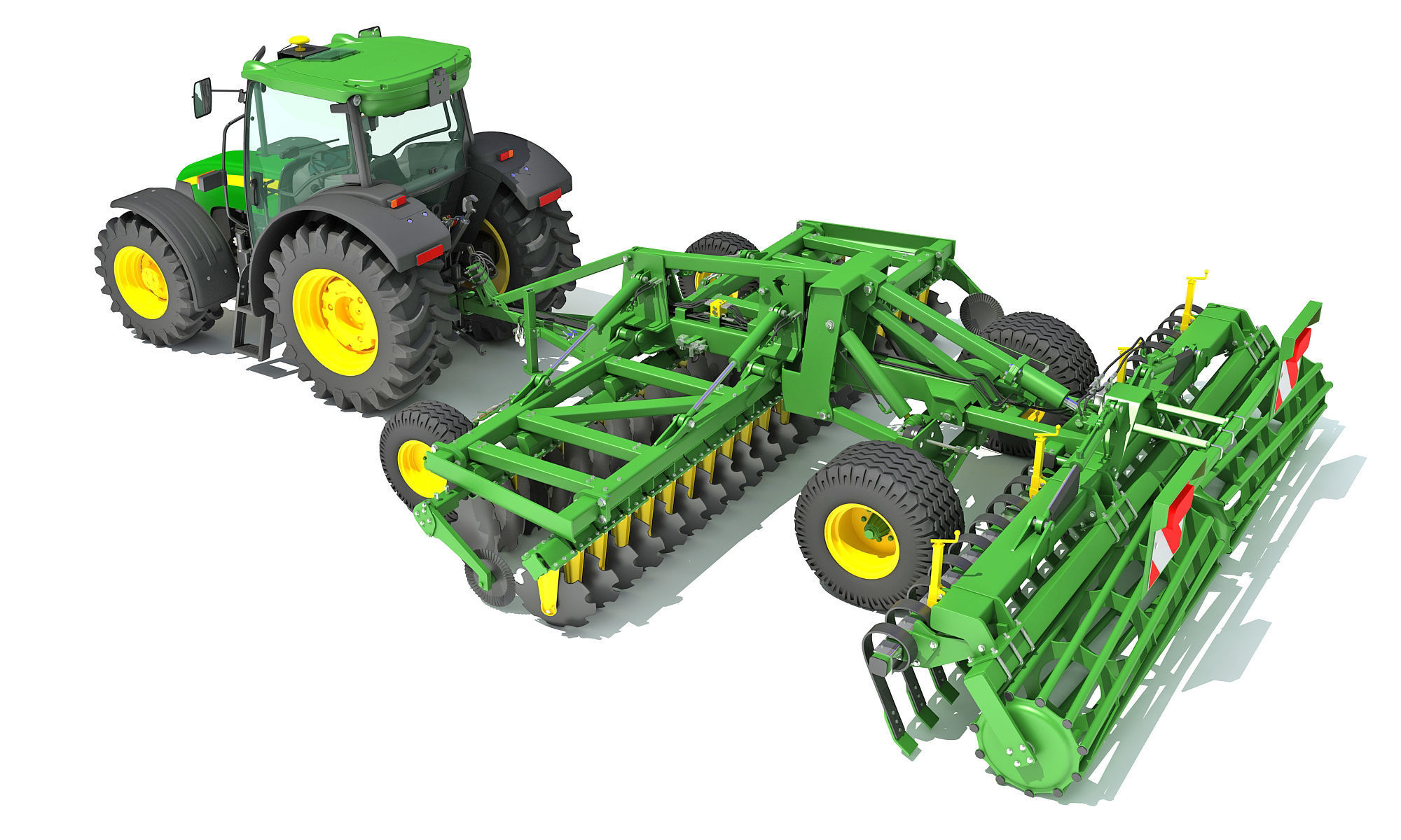 Tractor with Seed Drill 3D model_2