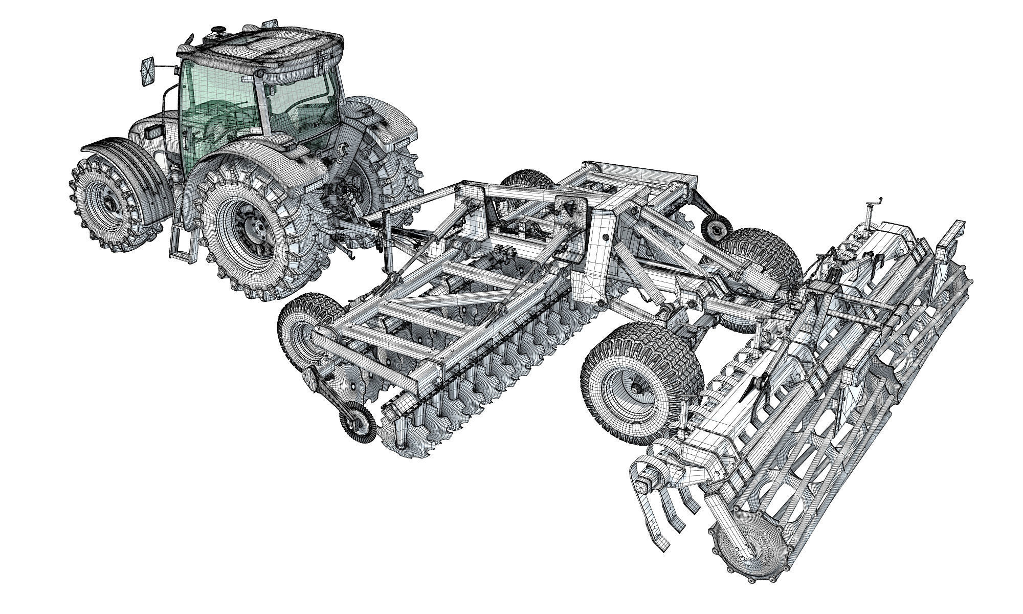 Tractor with Seed Drill 3D model_16