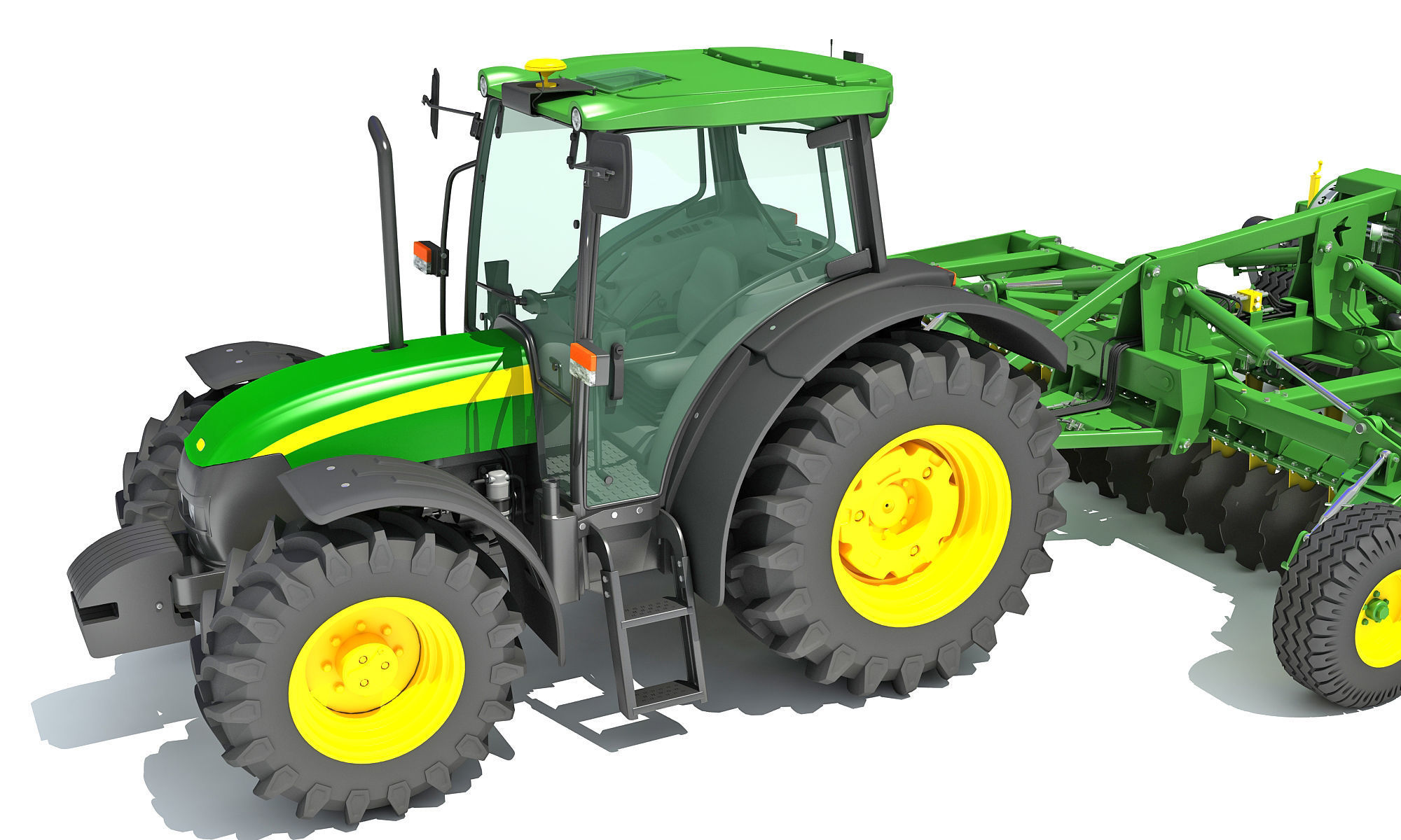 Tractor with Seed Drill 3D model_12