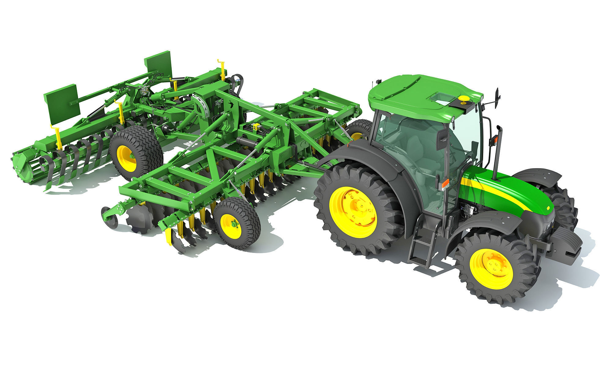 Tractor with Seed Drill 3D model_7