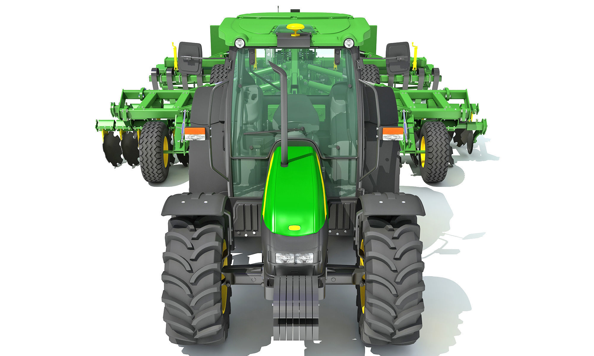 Tractor with Seed Drill 3D model_9