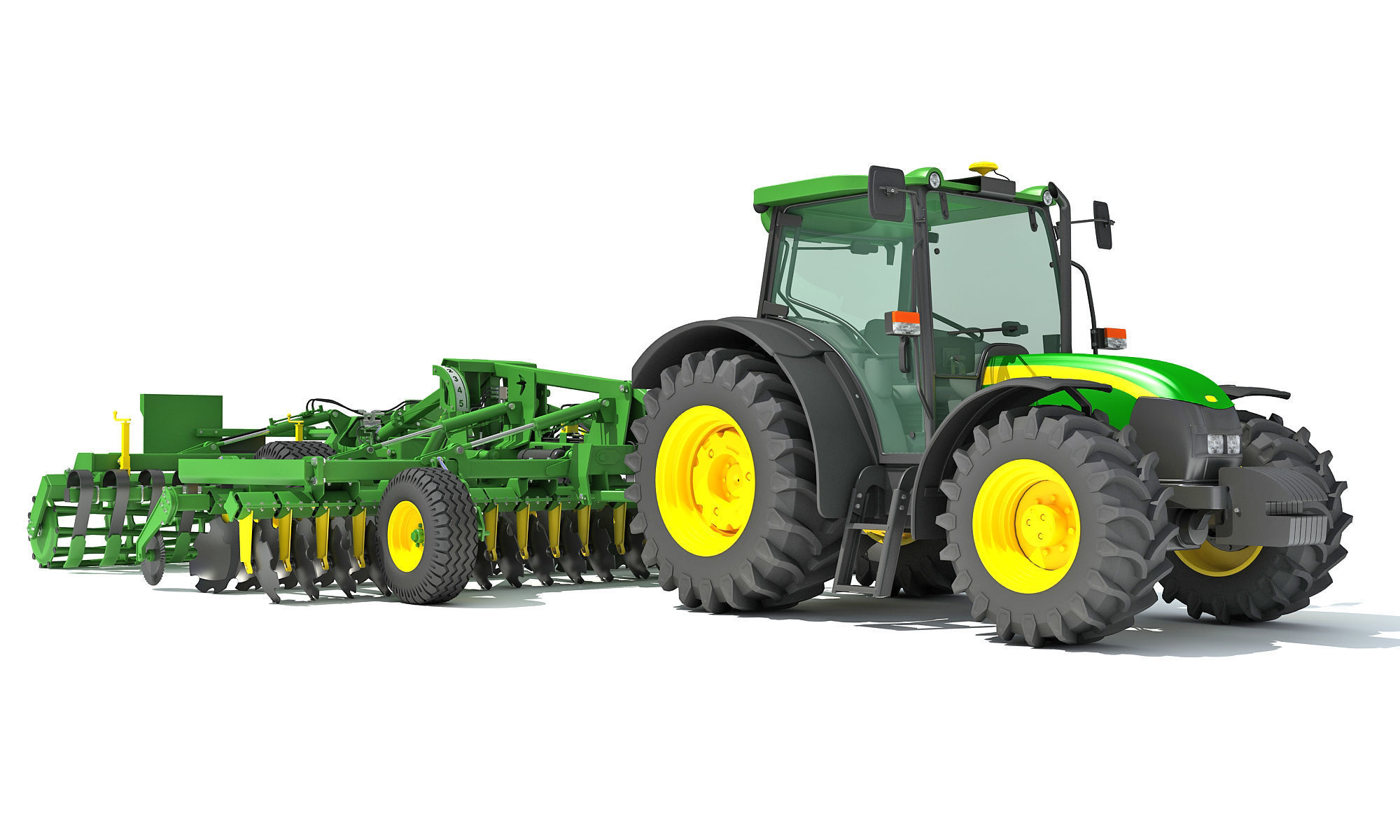 Tractor with Seed Drill 3D model_8