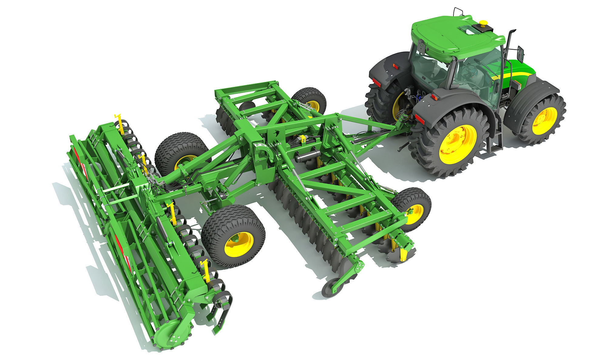 Tractor with Seed Drill 3D model_5