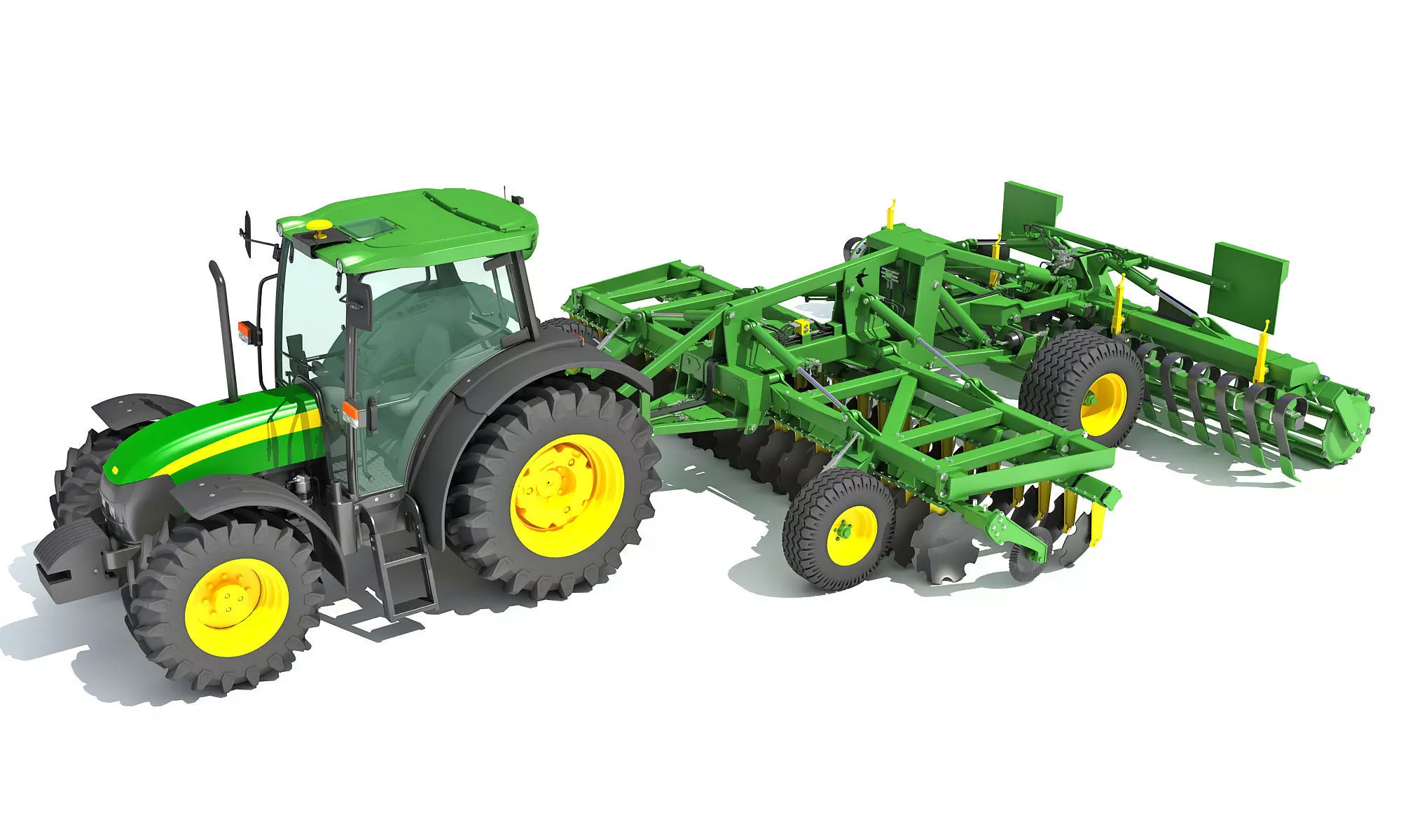 Tractor with Seed Drill 3D model_0