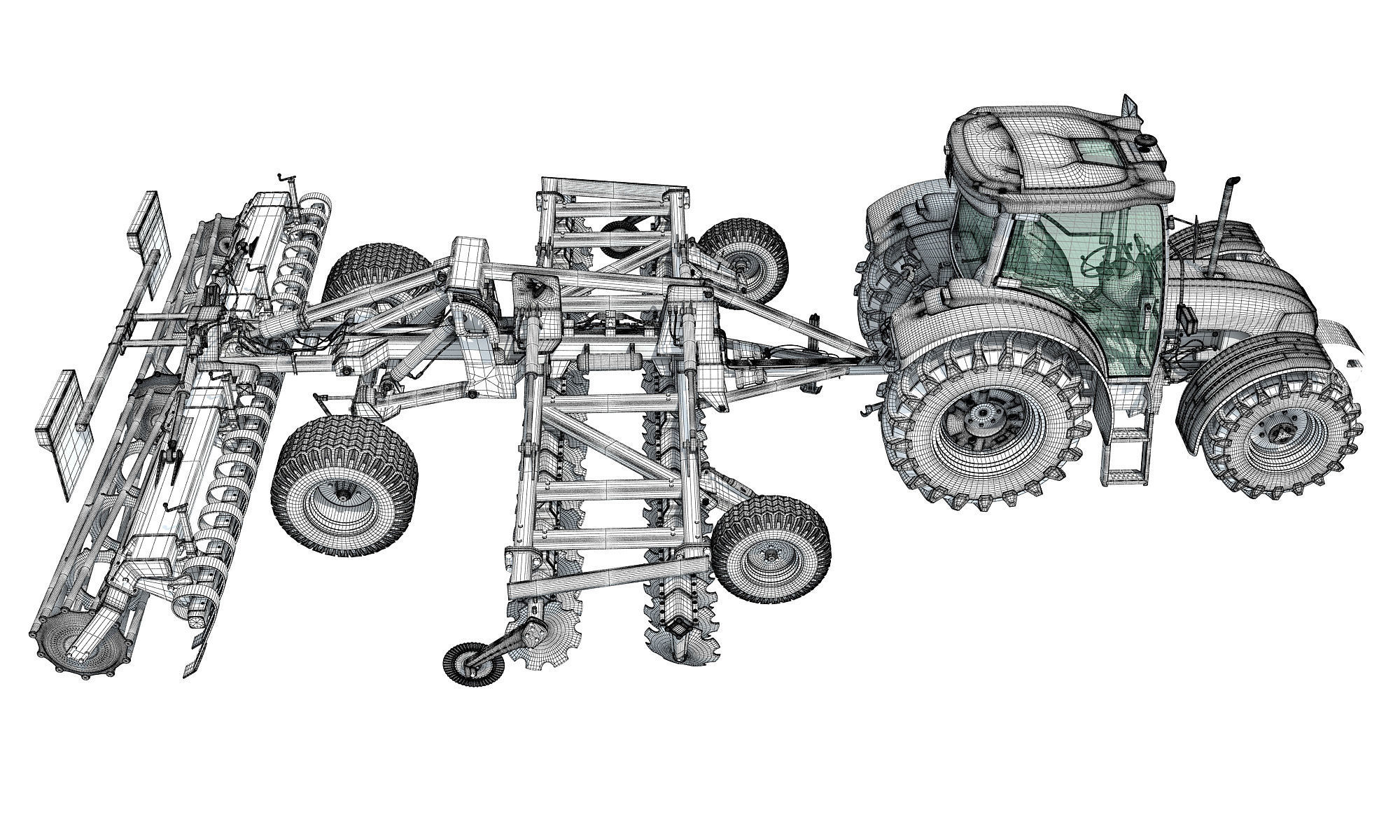 Tractor with Seed Drill 3D model_19