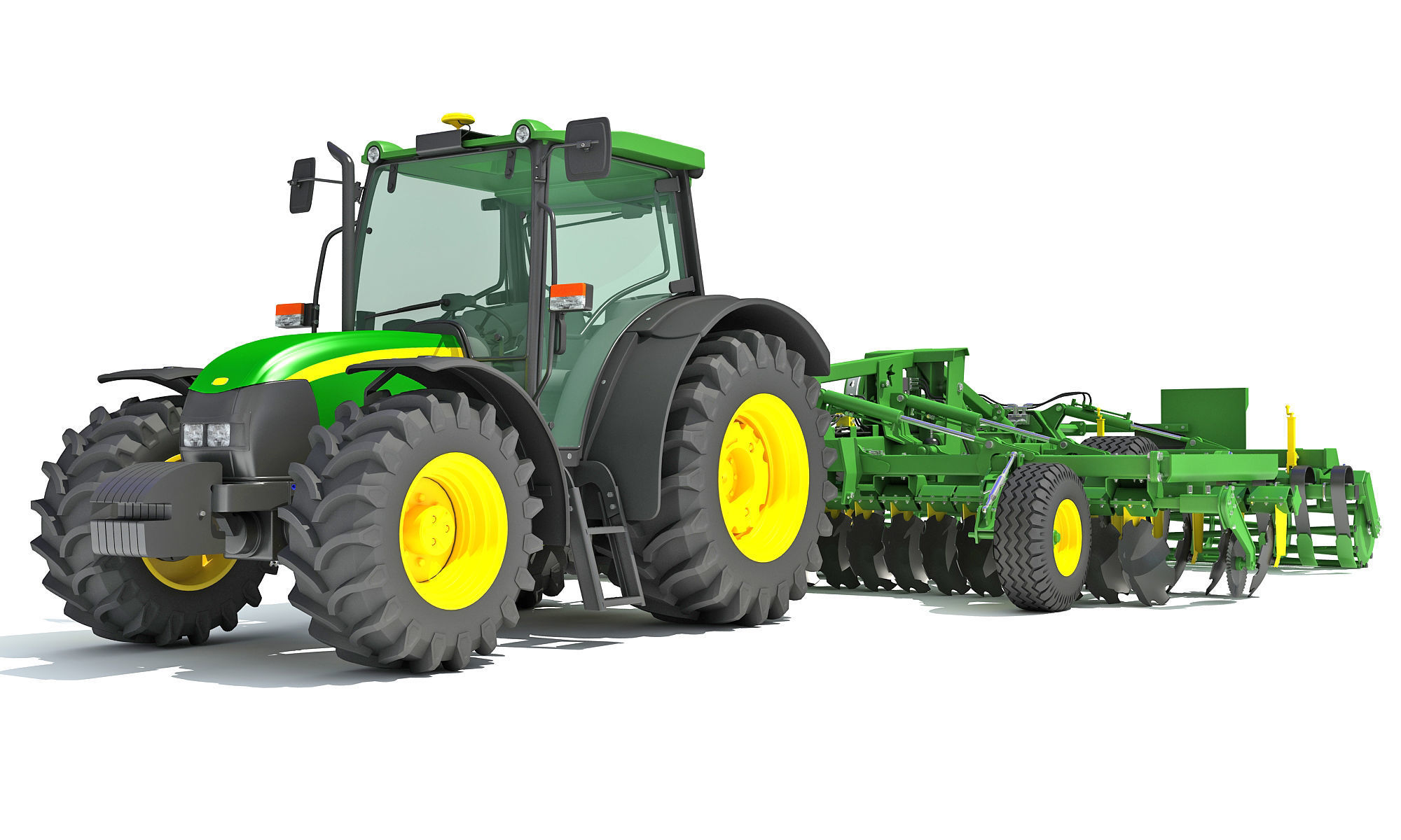 Tractor with Seed Drill 3D model_10