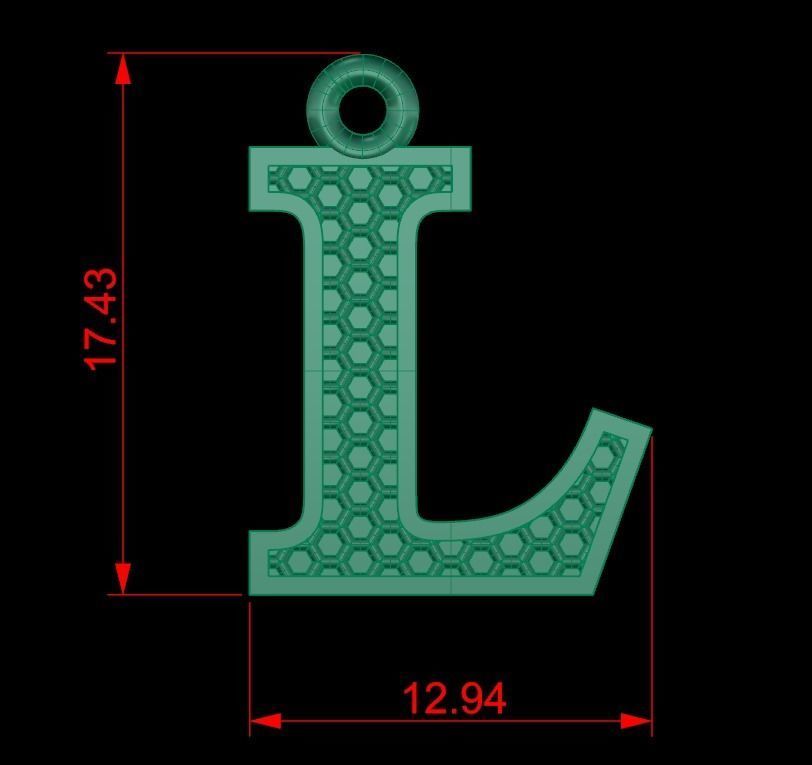 Alphabets Letter L Pendant 3D print model_2