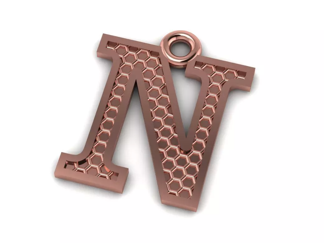 Alphabets Letter N Pendant 3D print model_0