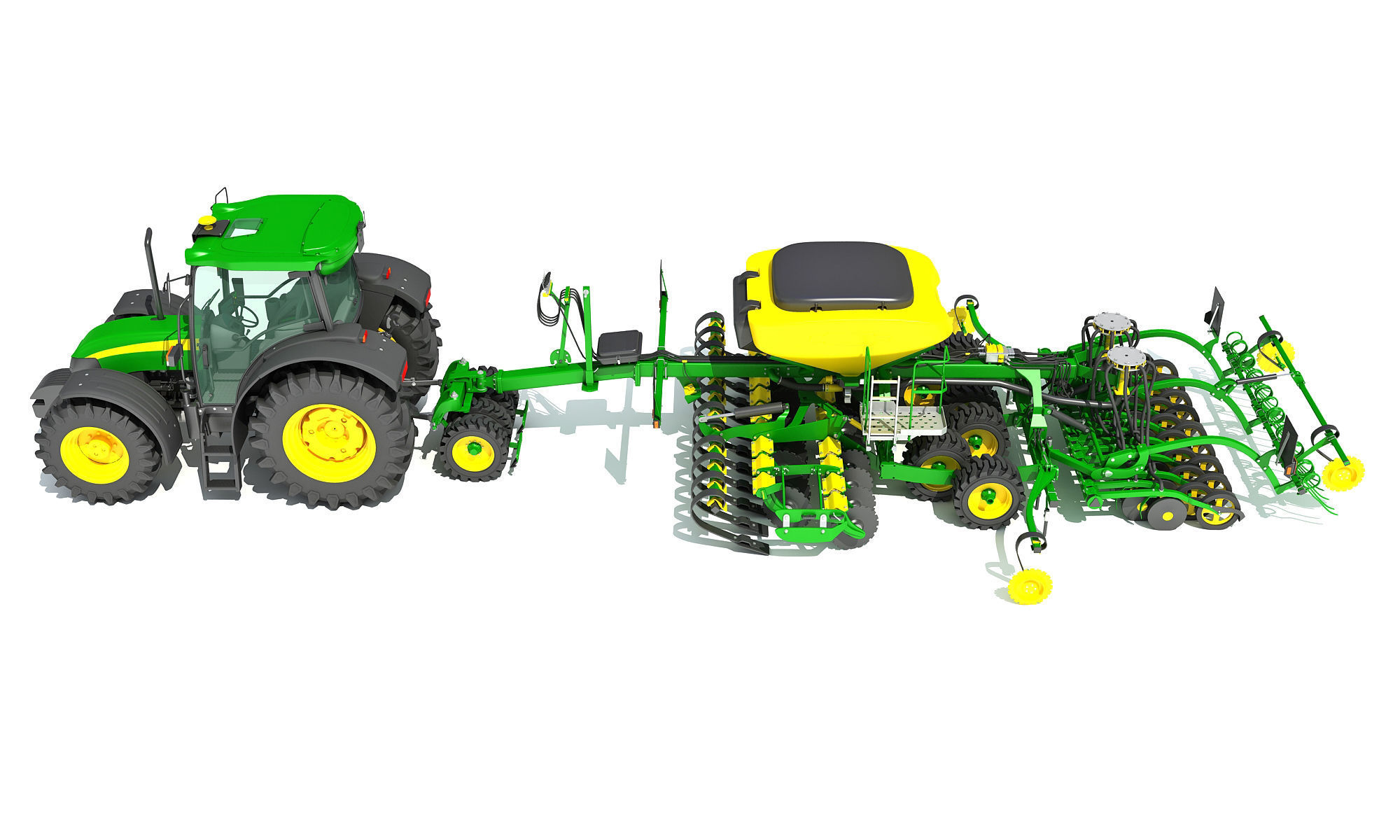 Tractor and Seed Drill 3D model_2