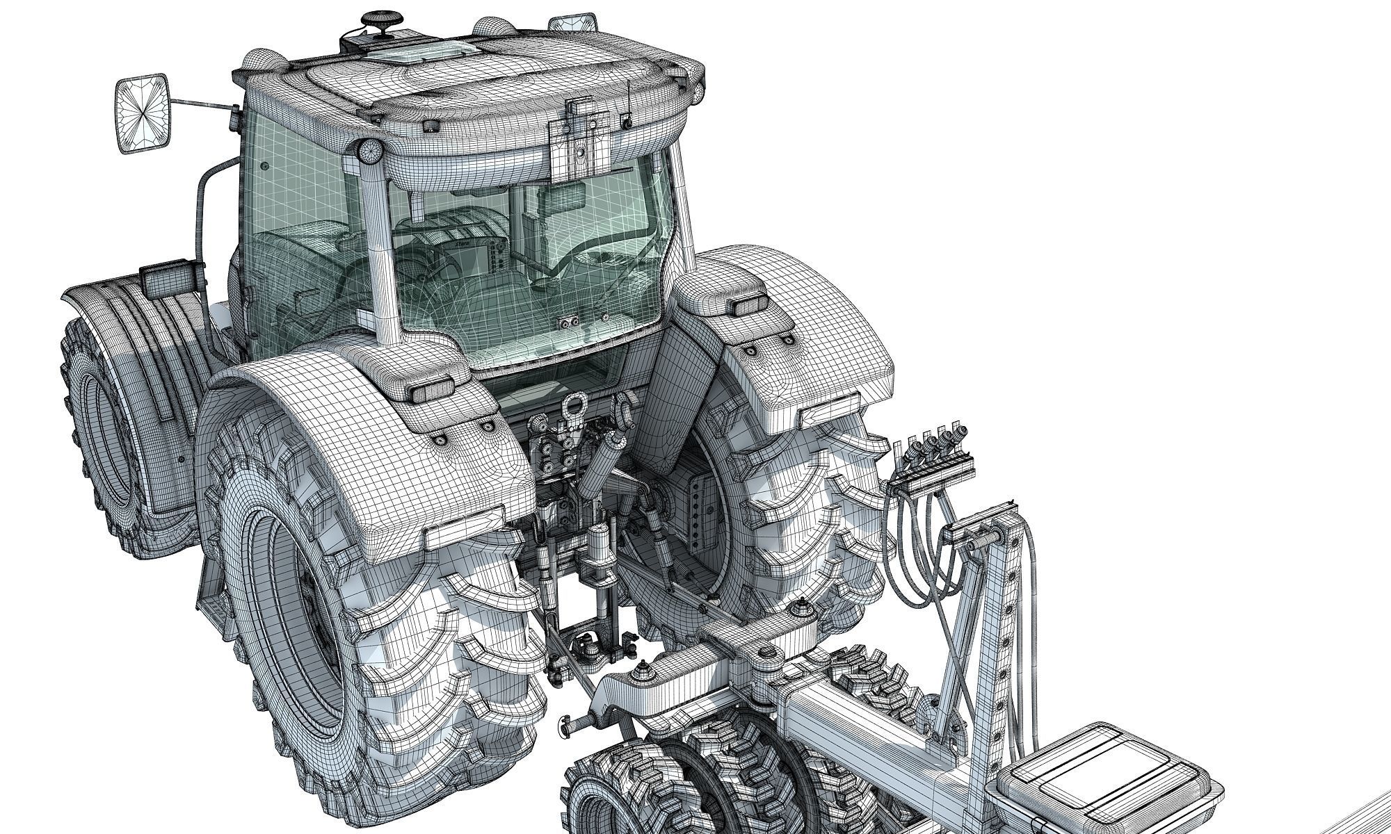 Tractor and Seed Drill 3D model_21