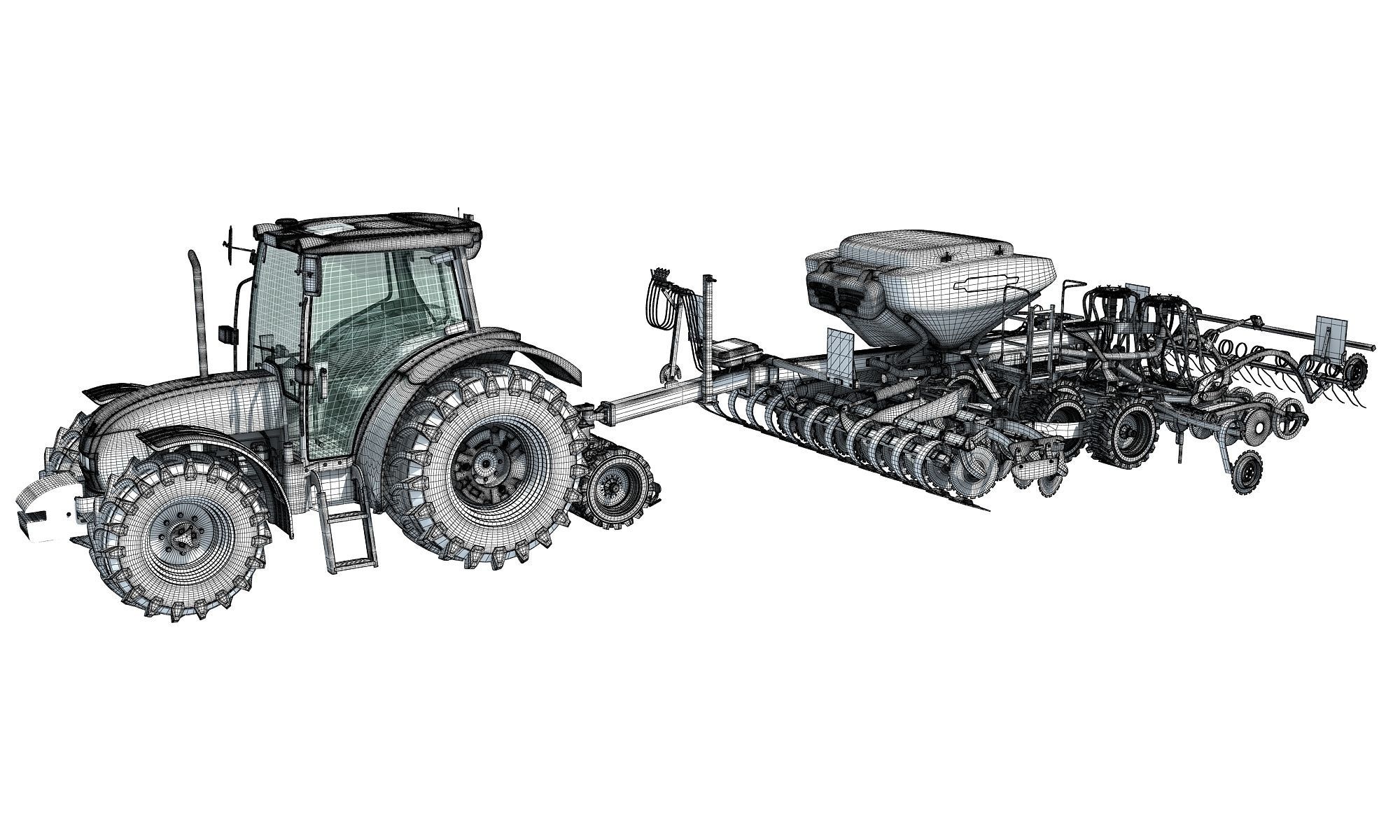 Tractor and Seed Drill 3D model_17
