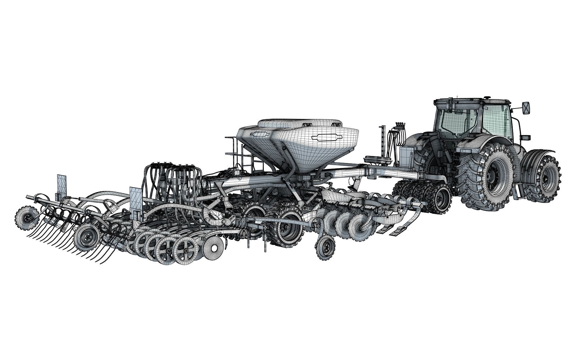 Tractor and Seed Drill 3D model_19