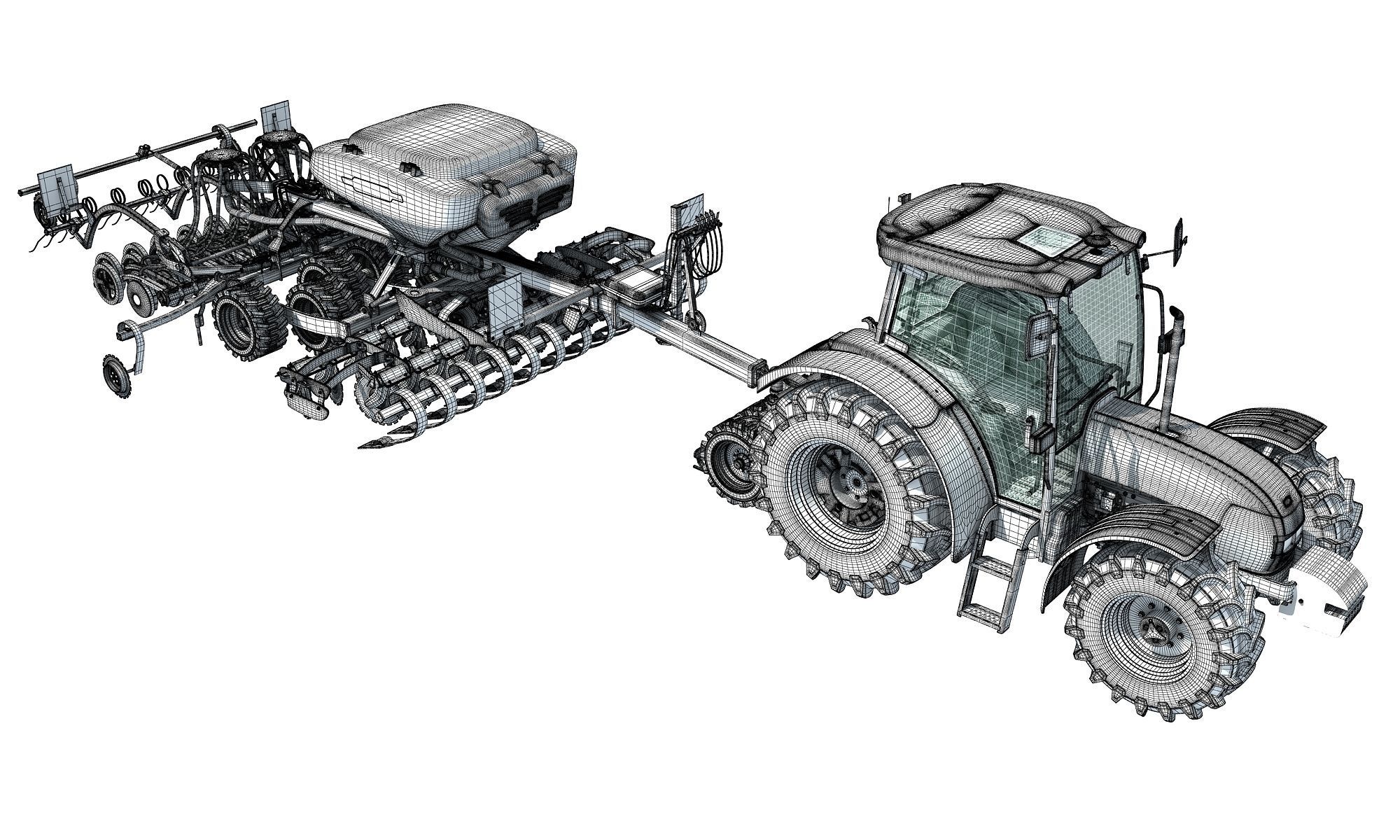 Tractor and Seed Drill 3D model_20