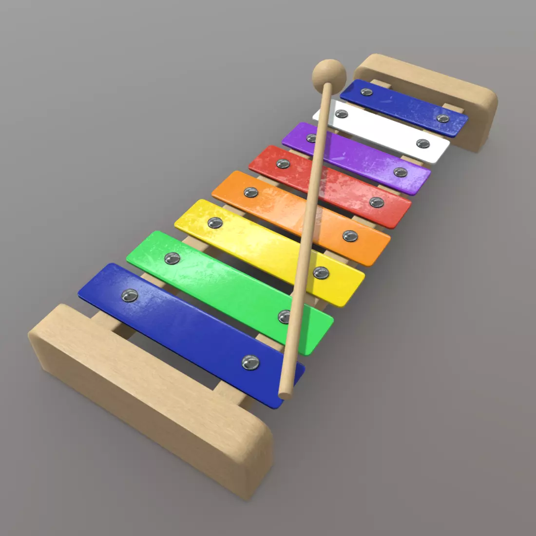 Xylophone colorful Low-poly 3D model