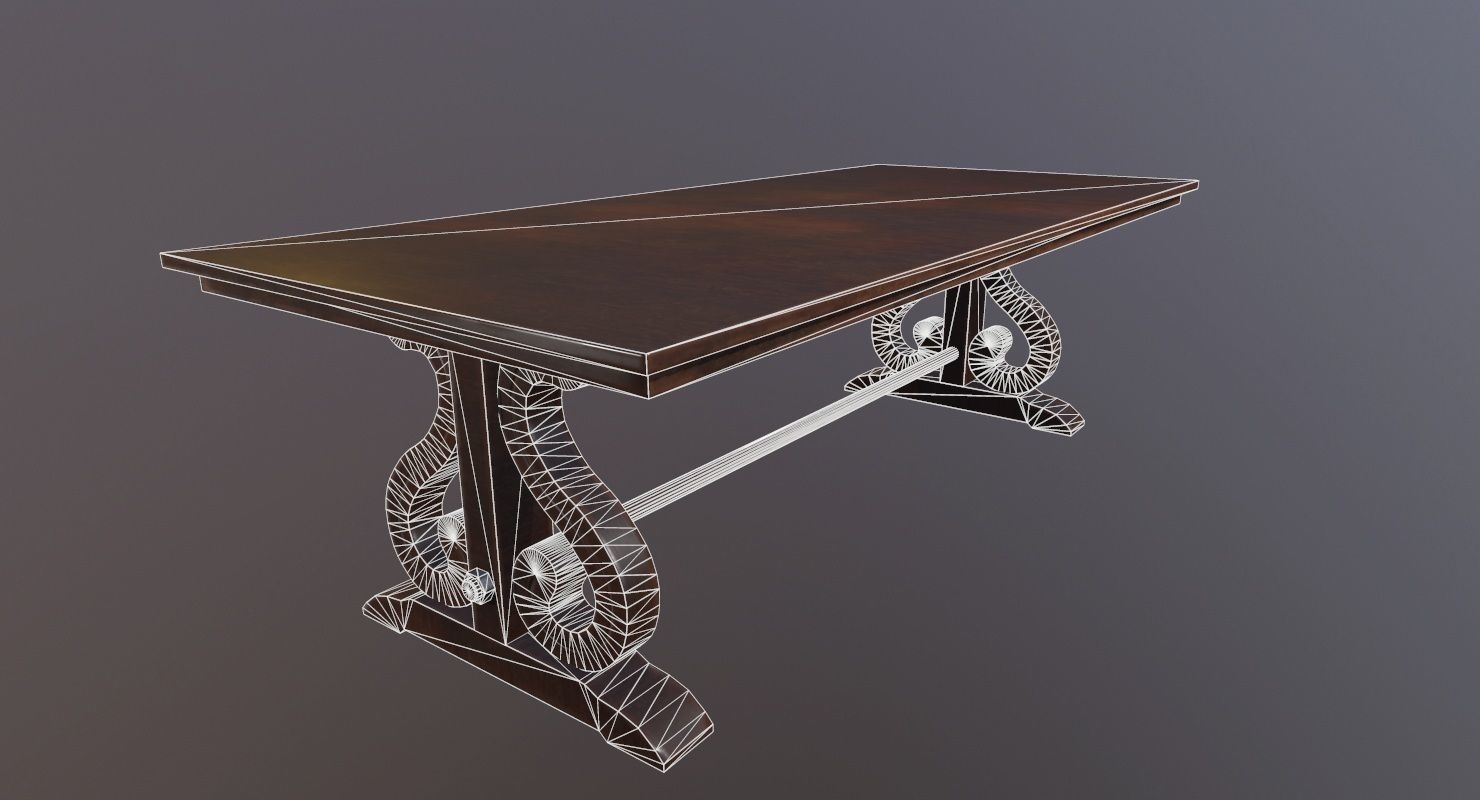 Table Game Ready Low poly 3D Model ornate Low-poly 3D model_9