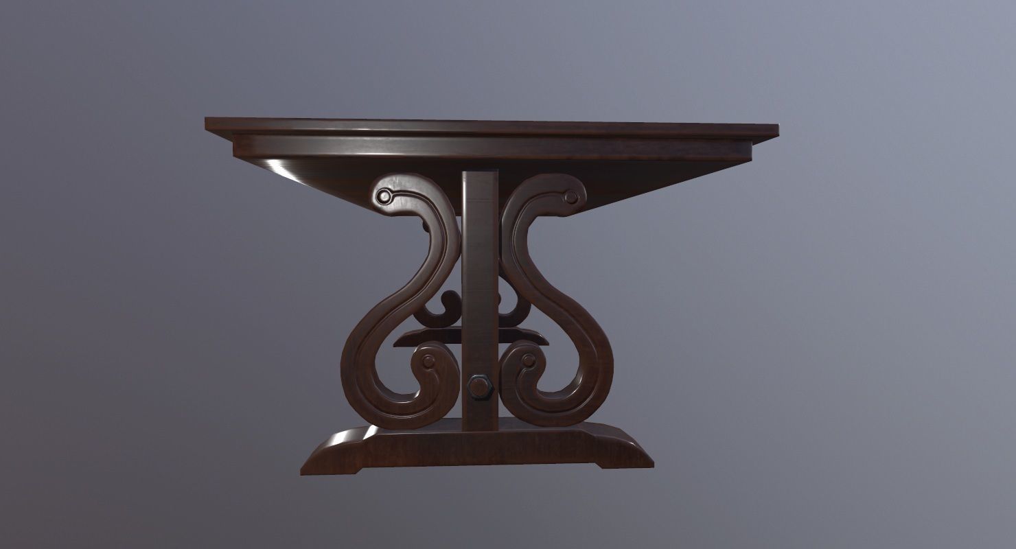 Table Game Ready Low poly 3D Model ornate Low-poly 3D model_3