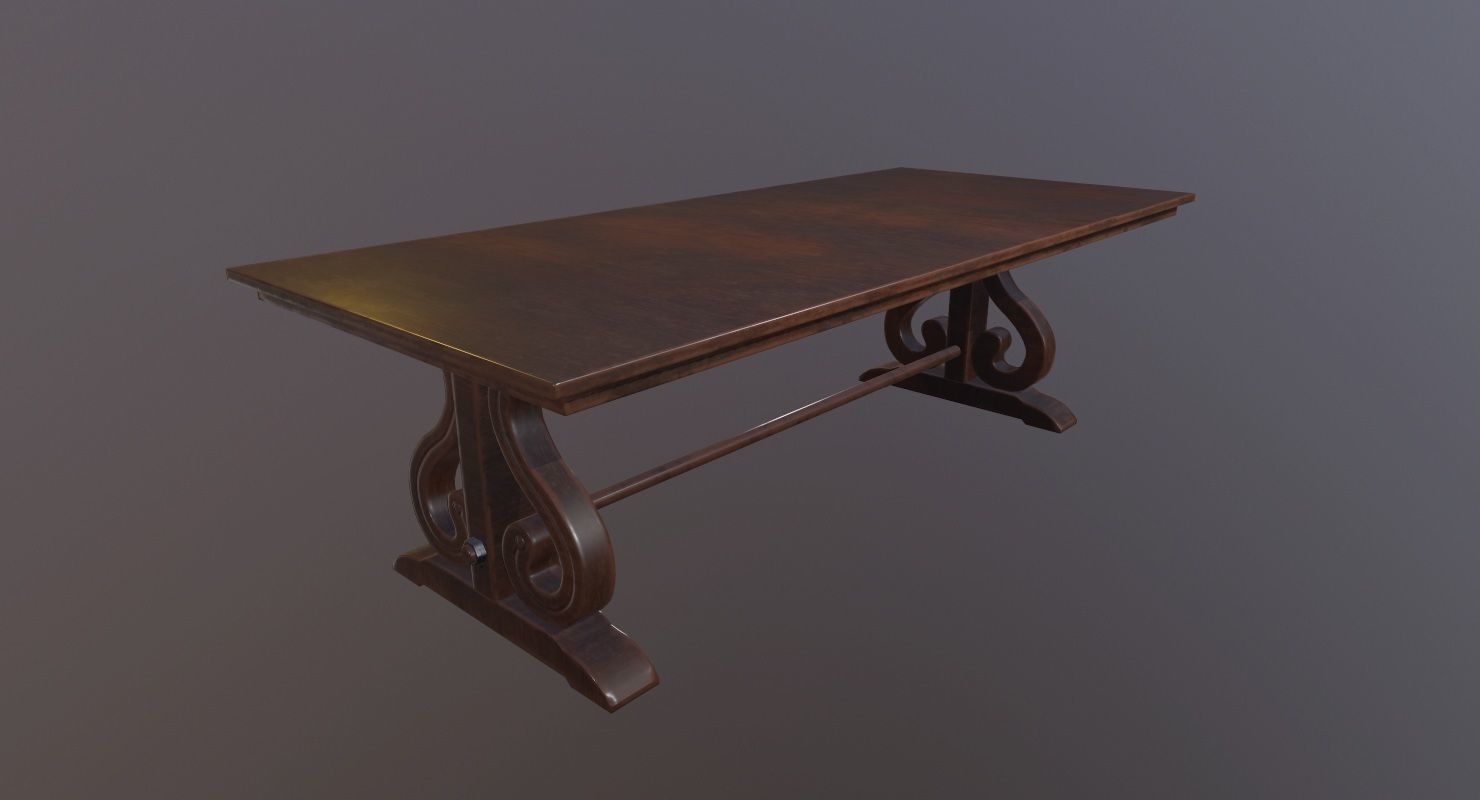 Table Game Ready Low poly 3D Model ornate Low-poly 3D model_1