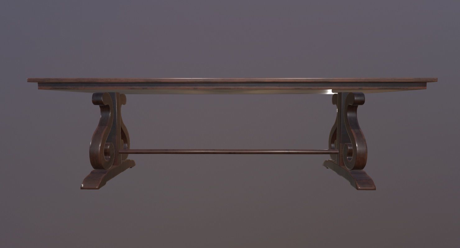 Table Game Ready Low poly 3D Model ornate Low-poly 3D model_2