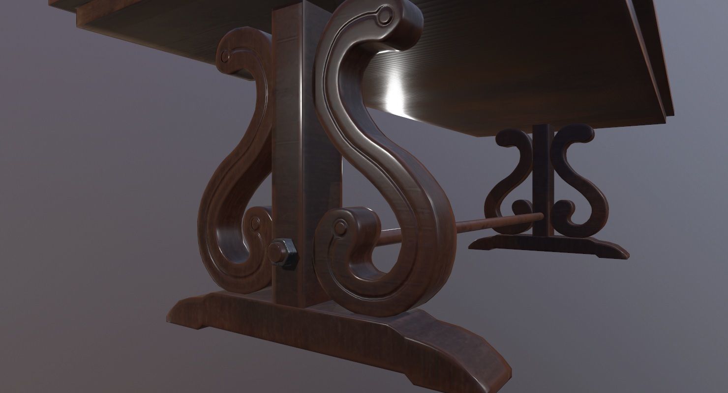 Table Game Ready Low poly 3D Model ornate Low-poly 3D model_6