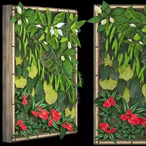 Fytowall 2 plant wall in wooden frame 3D model