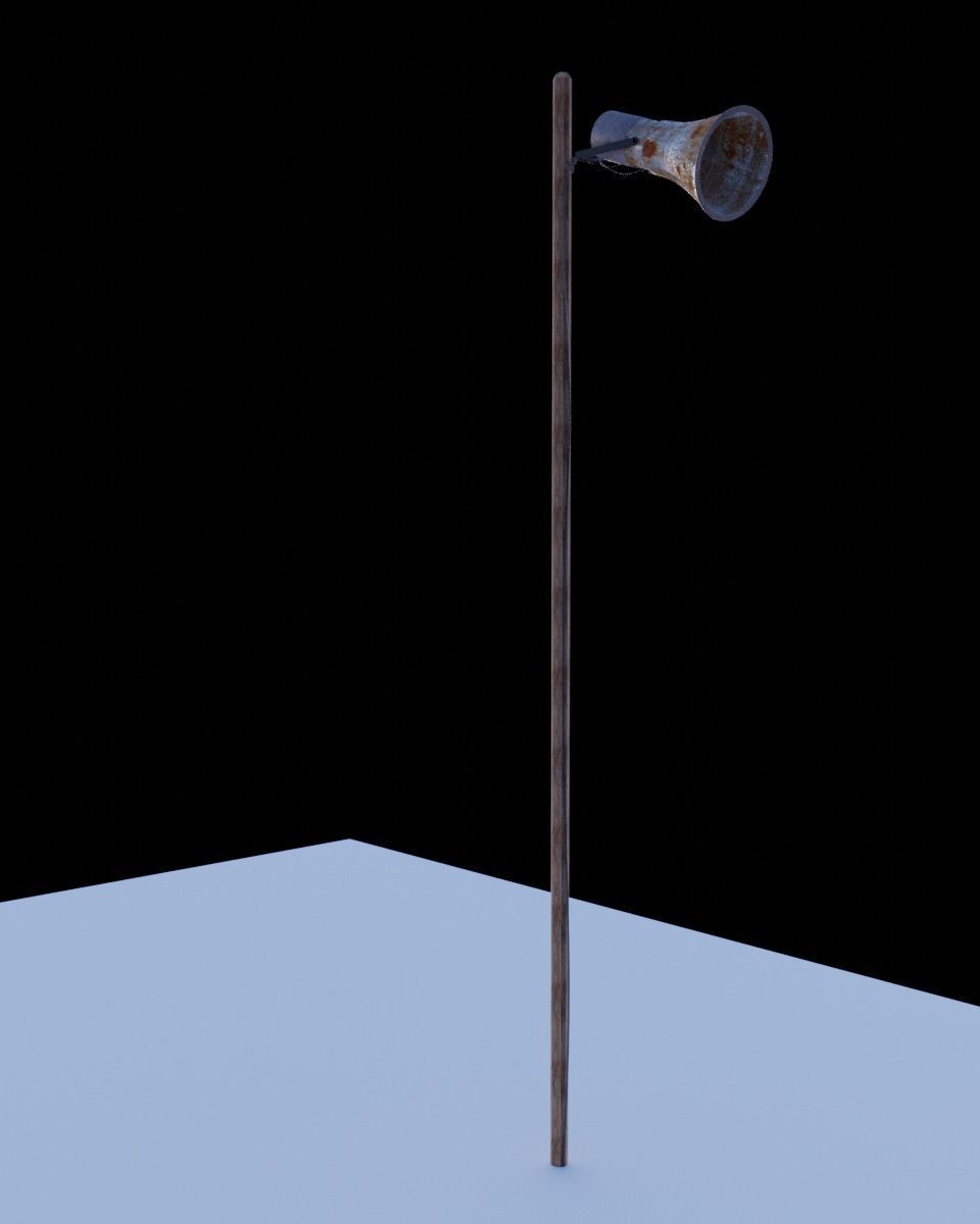 Old loudspeaker with Pole 3D model_4