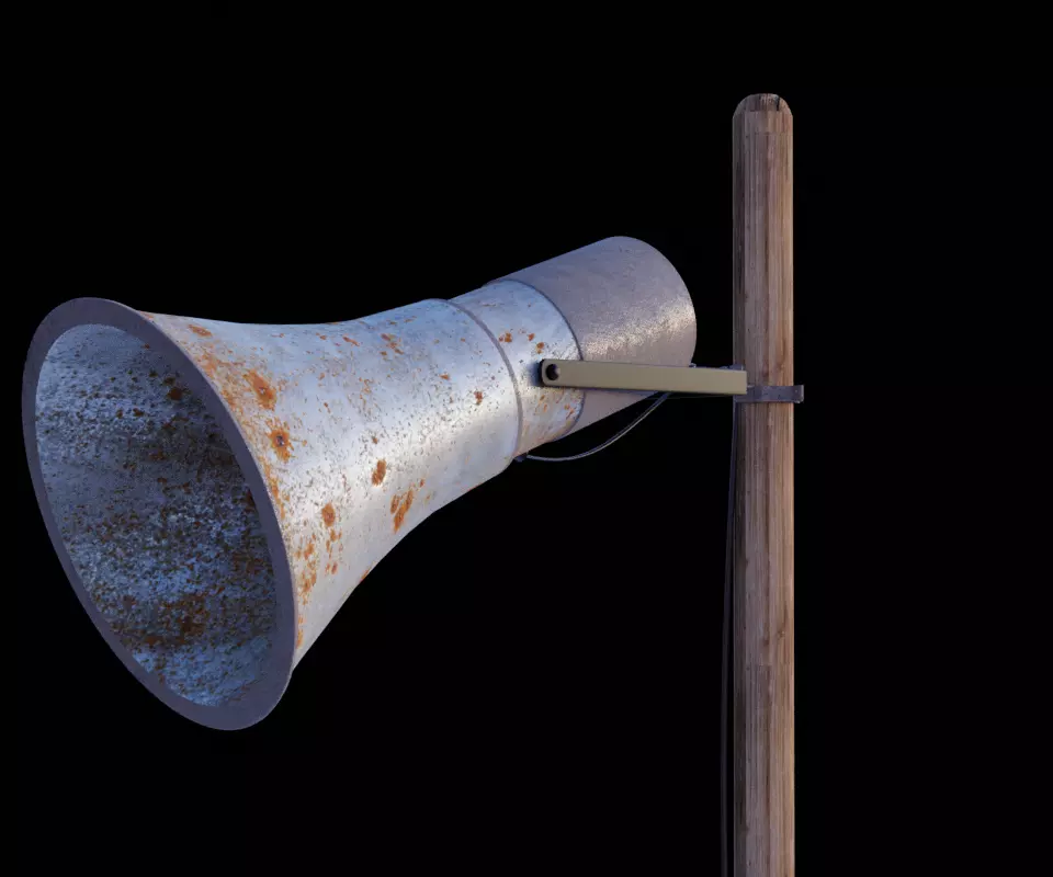 Old loudspeaker with Pole 3D model_0