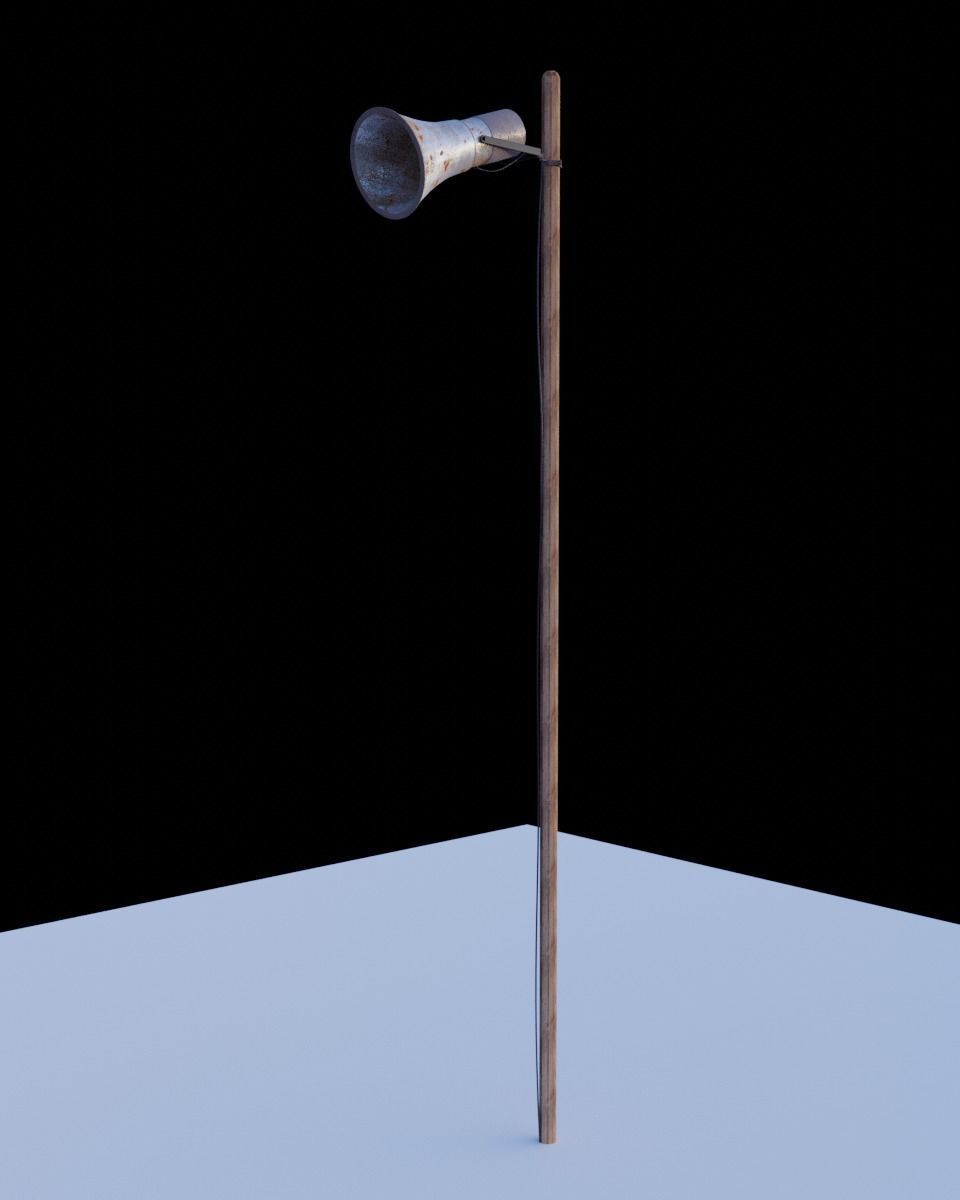 Old loudspeaker with Pole 3D model_1