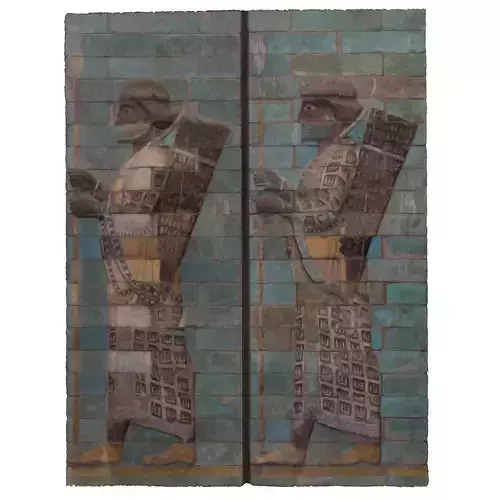 ASSYRIAN - FRIEZE OF ARCHERS STONEWALL 2 ARCHERS 3D model