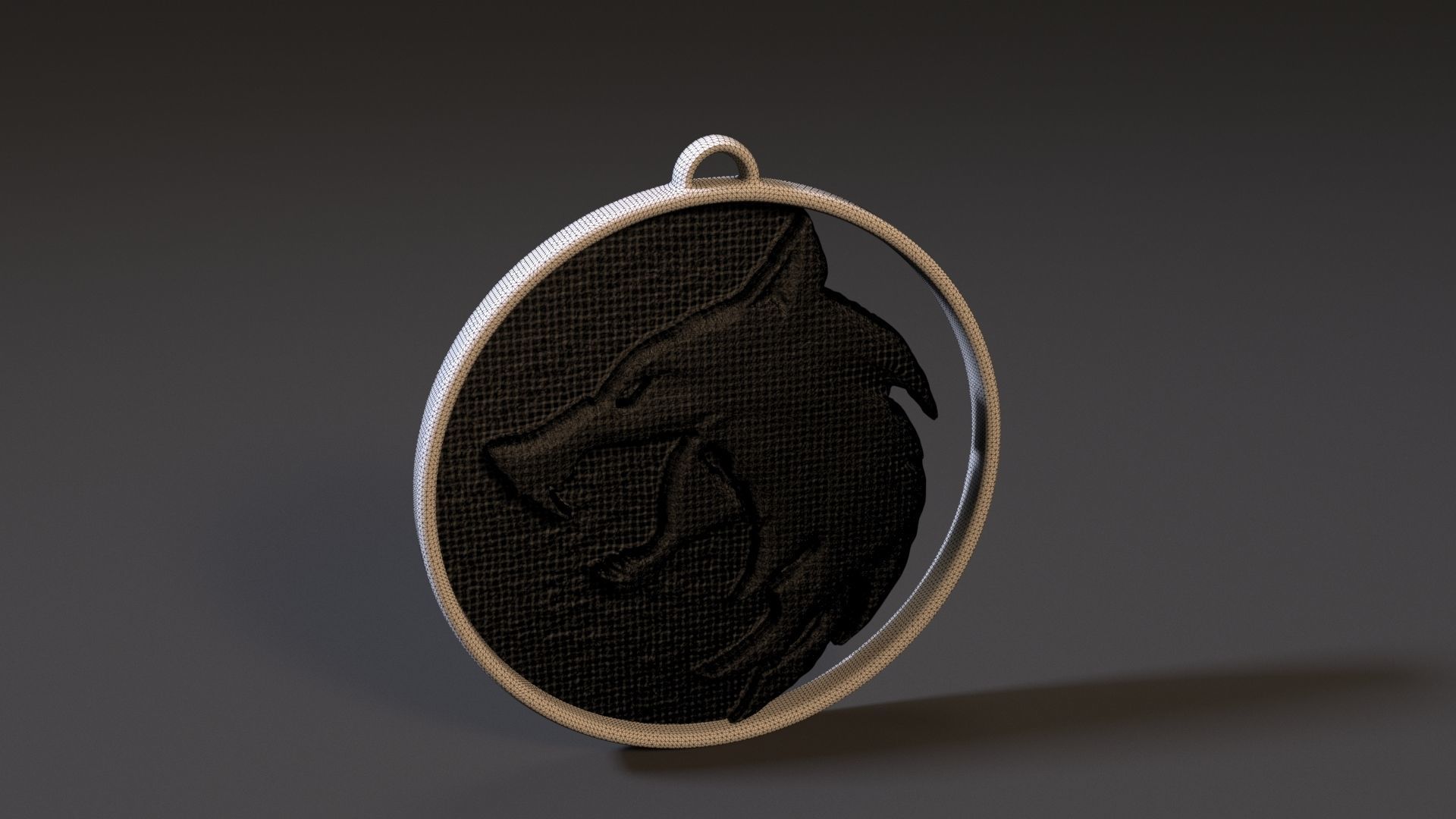 The Witcher medallion with head of wolf 3D print model_5