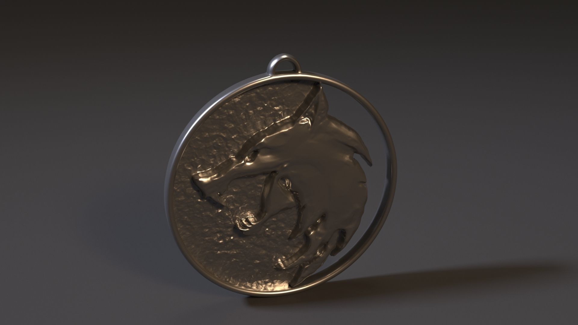 The Witcher medallion with head of wolf 3D print model_4
