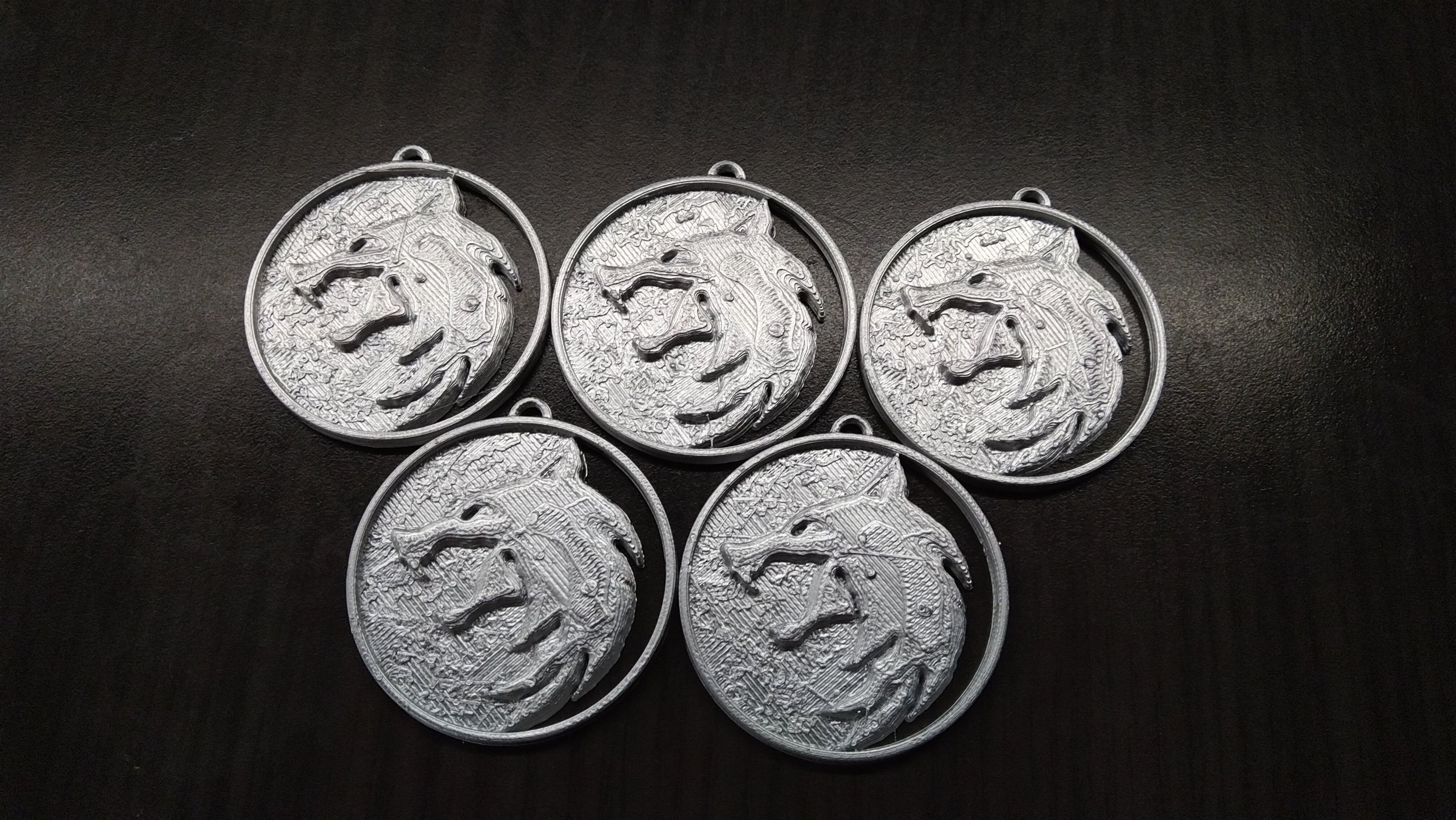 The Witcher medallion with head of wolf 3D print model_6