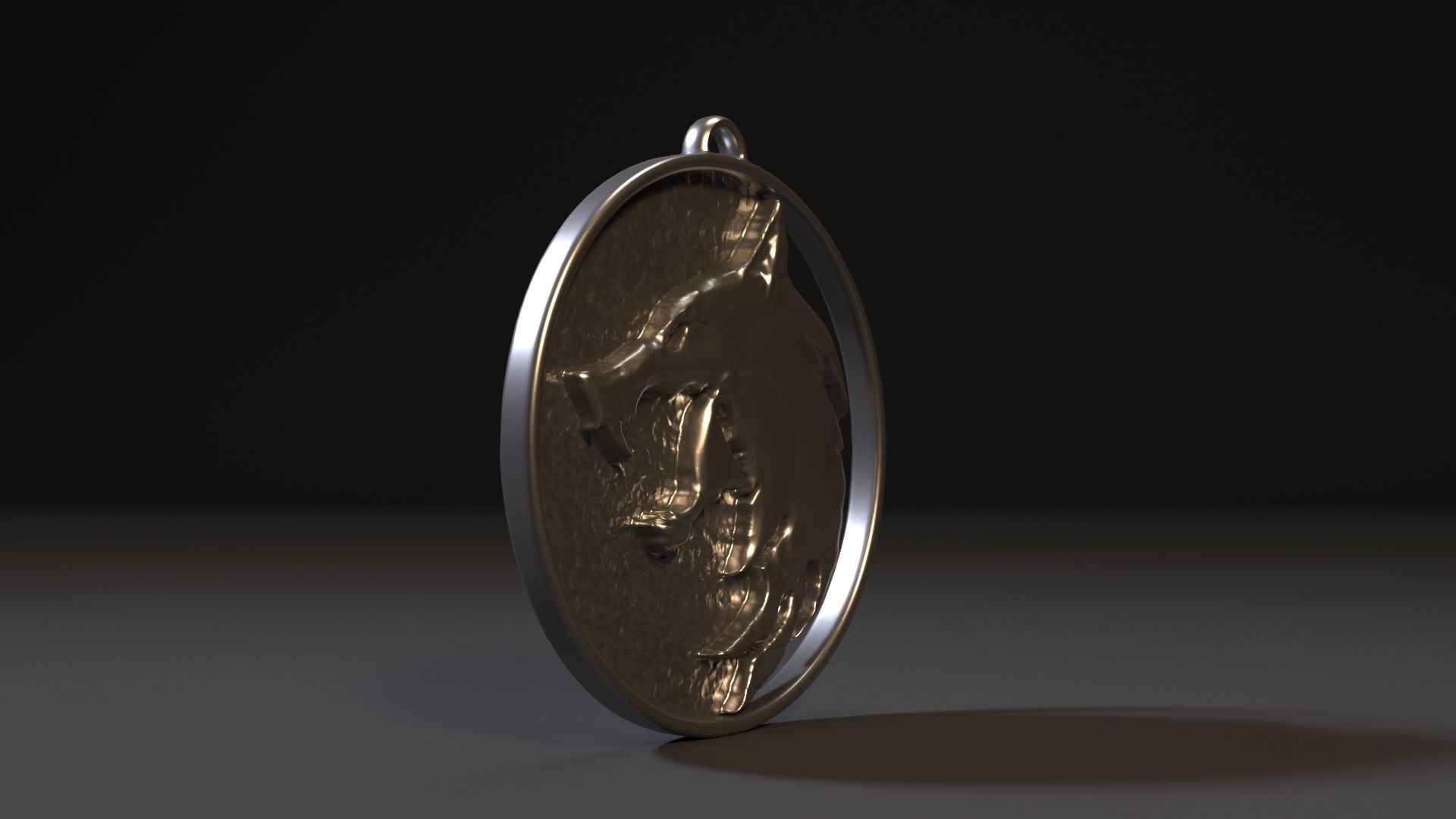 The Witcher medallion with head of wolf 3D print model_1