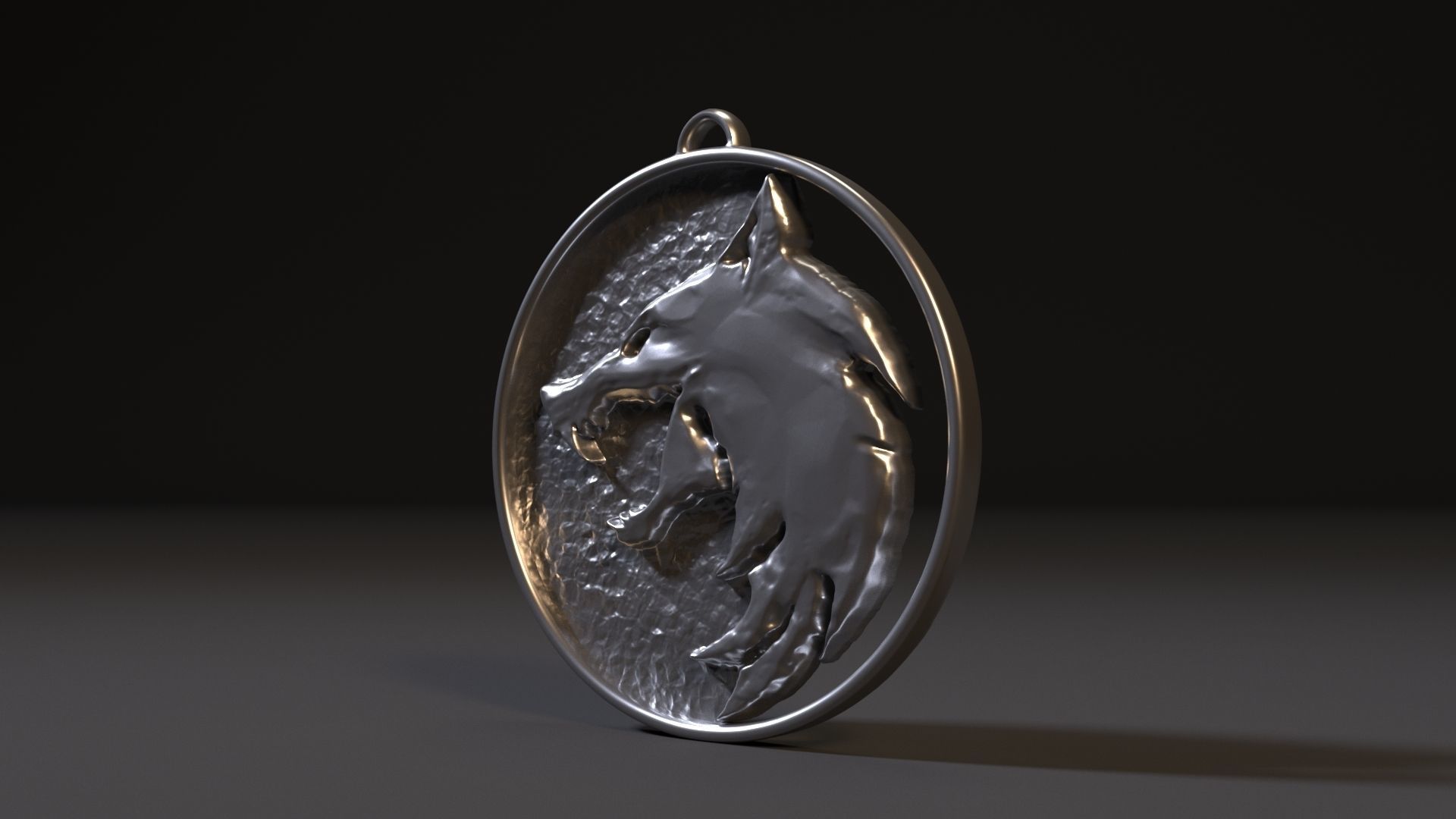 The Witcher medallion with head of wolf 3D print model_2