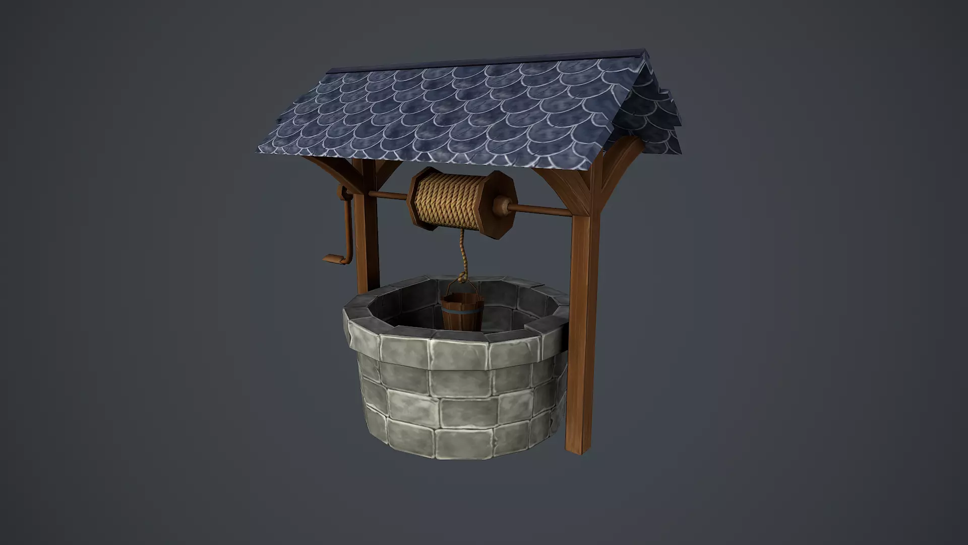 Fountain Hand Painted Low-poly 3D model_0