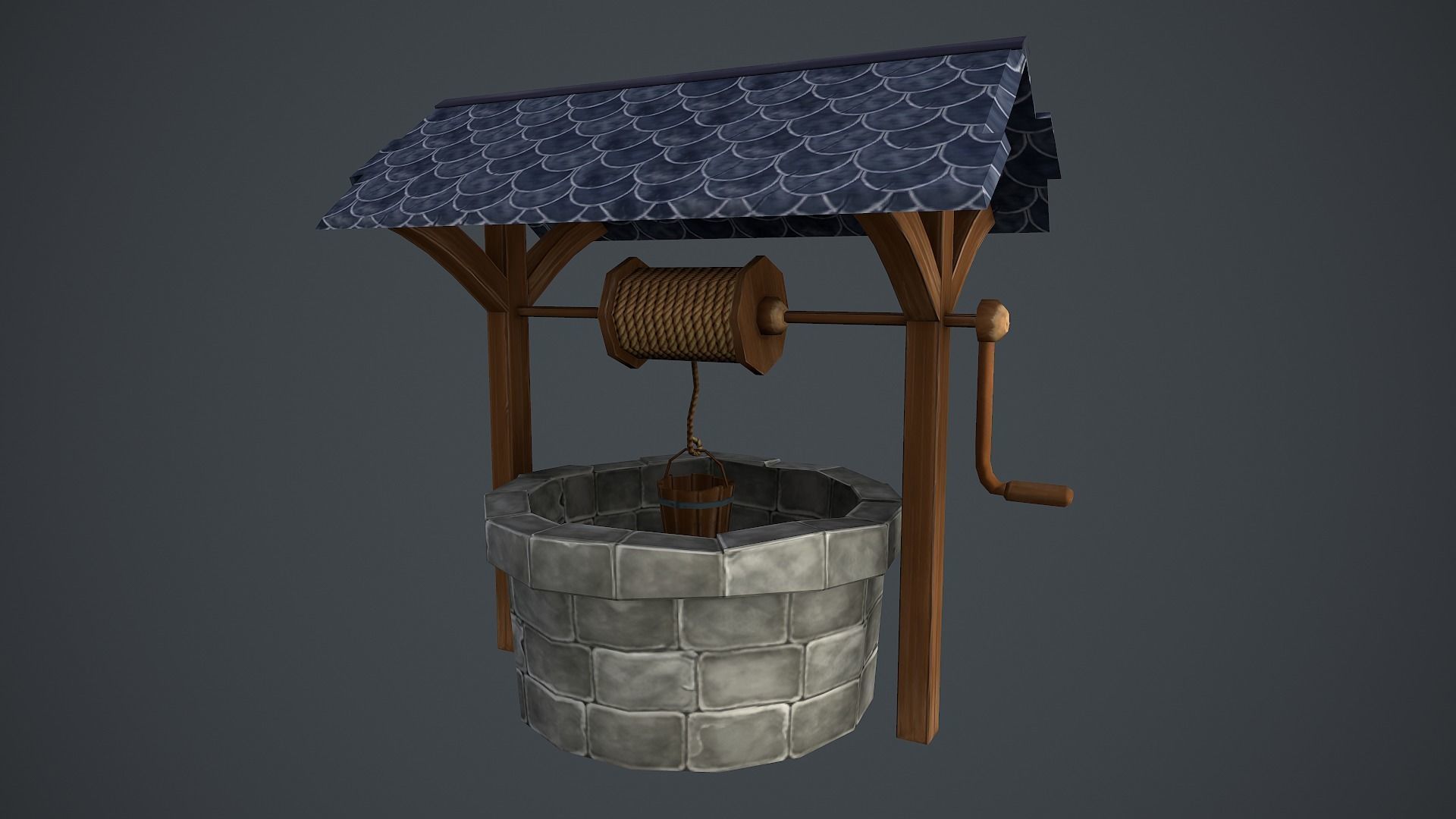 Fountain Hand Painted Low-poly 3D model_5