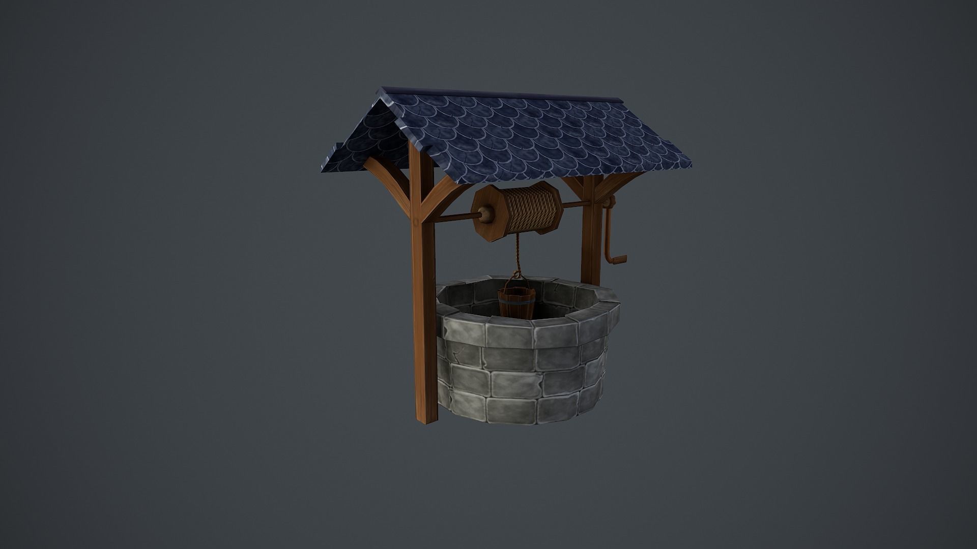 Fountain Hand Painted Low-poly 3D model_2