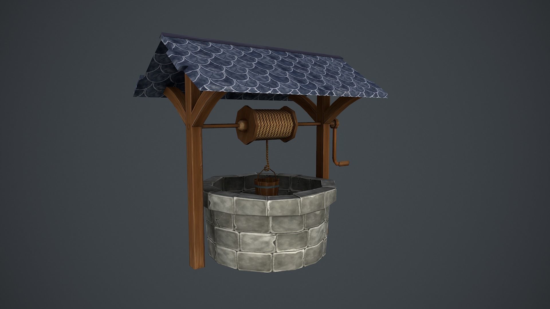 Fountain Hand Painted Low-poly 3D model_7