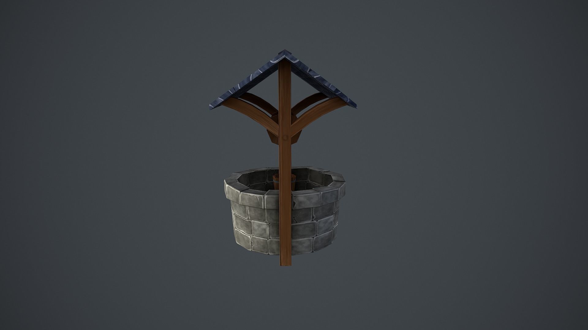 Fountain Hand Painted Low-poly 3D model_1