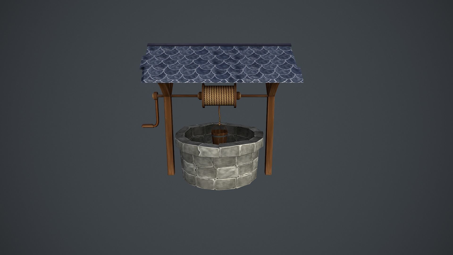 Fountain Hand Painted Low-poly 3D model_3