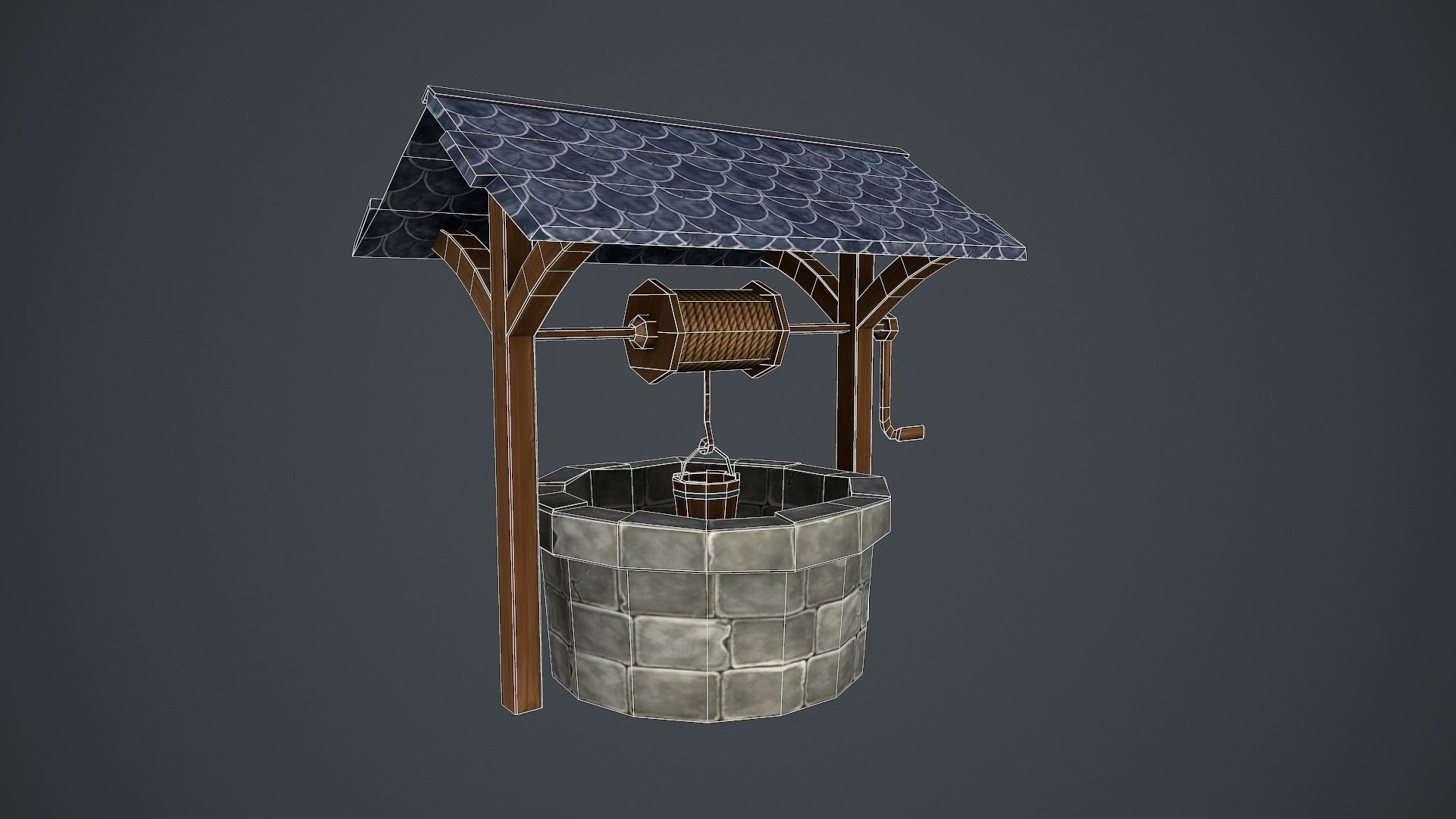 Fountain Hand Painted Low-poly 3D model_8