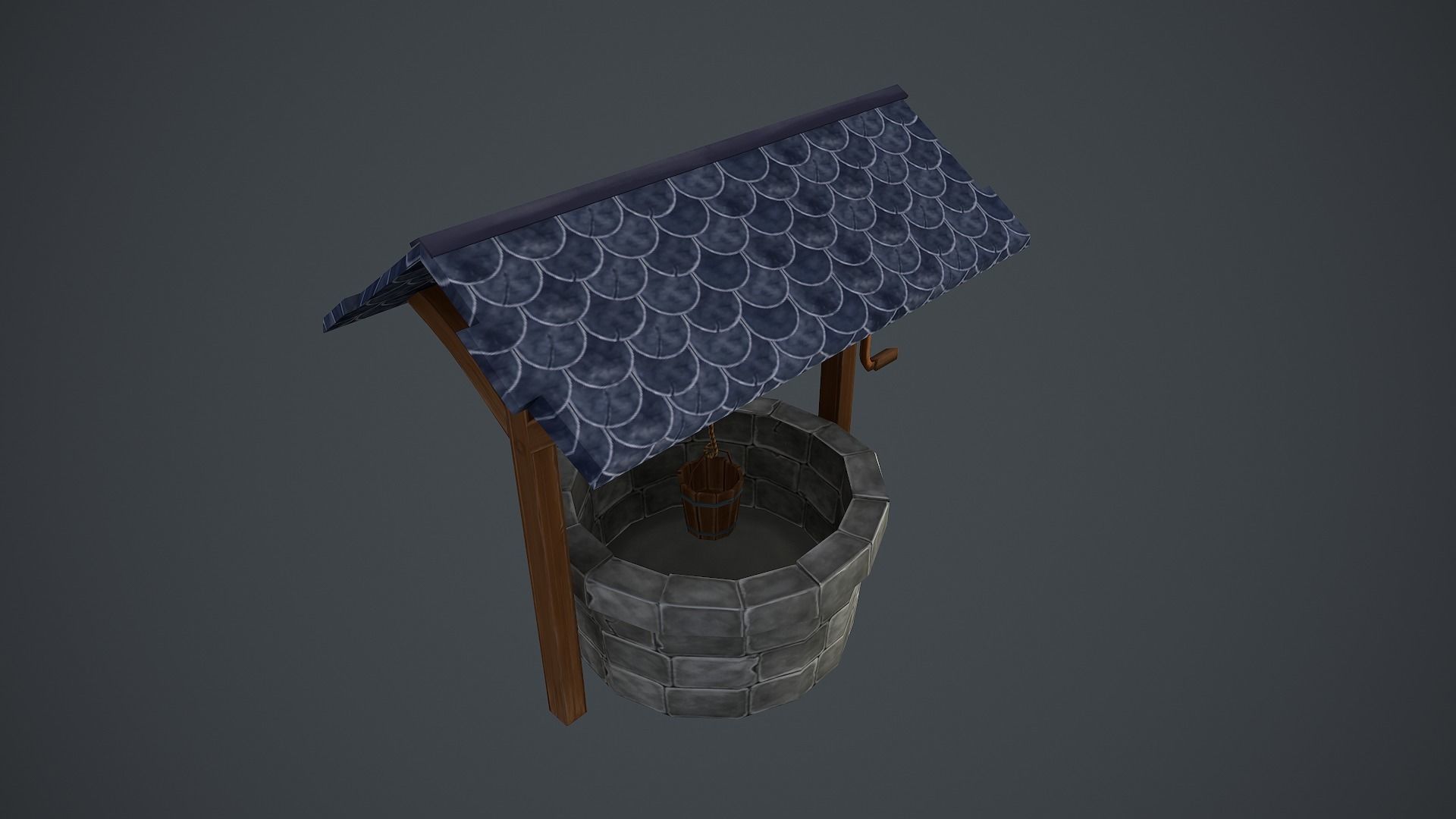 Fountain Hand Painted Low-poly 3D model_6