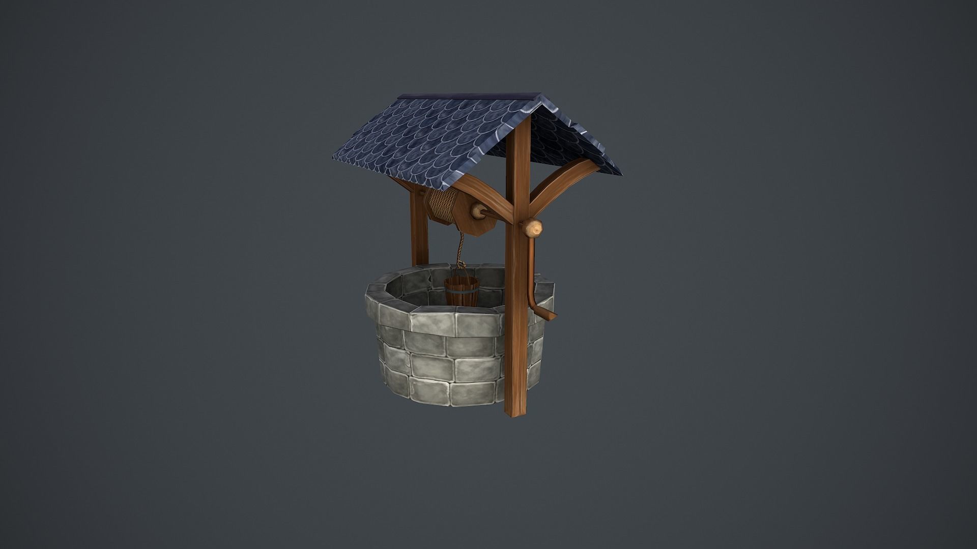 Fountain Hand Painted Low-poly 3D model_4