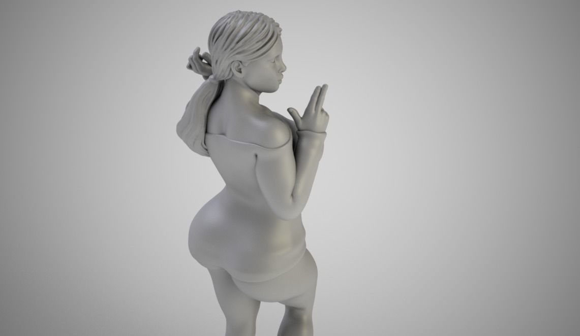 Girl Blowing Smoke From Finger Gun 3D print model_3