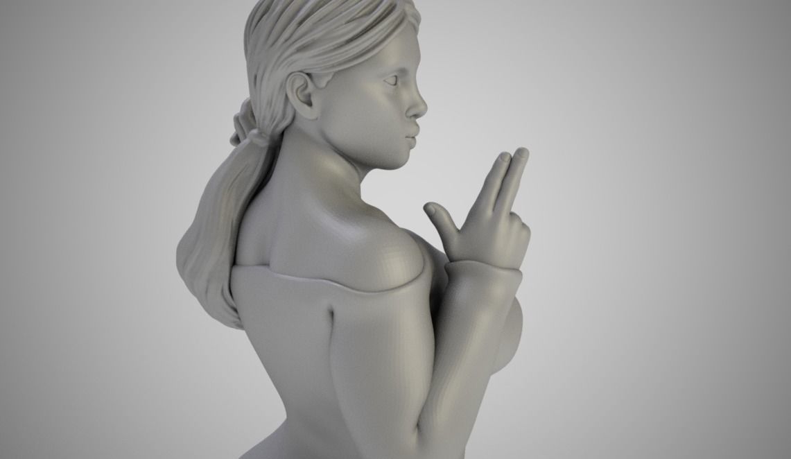 Girl Blowing Smoke From Finger Gun 3D print model_4